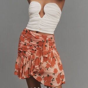 Anthropologie Maeve Ruffled Linen Mini Wrap Skirt